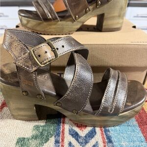 Bed Stu Light Taupe Leather Platform Sandals